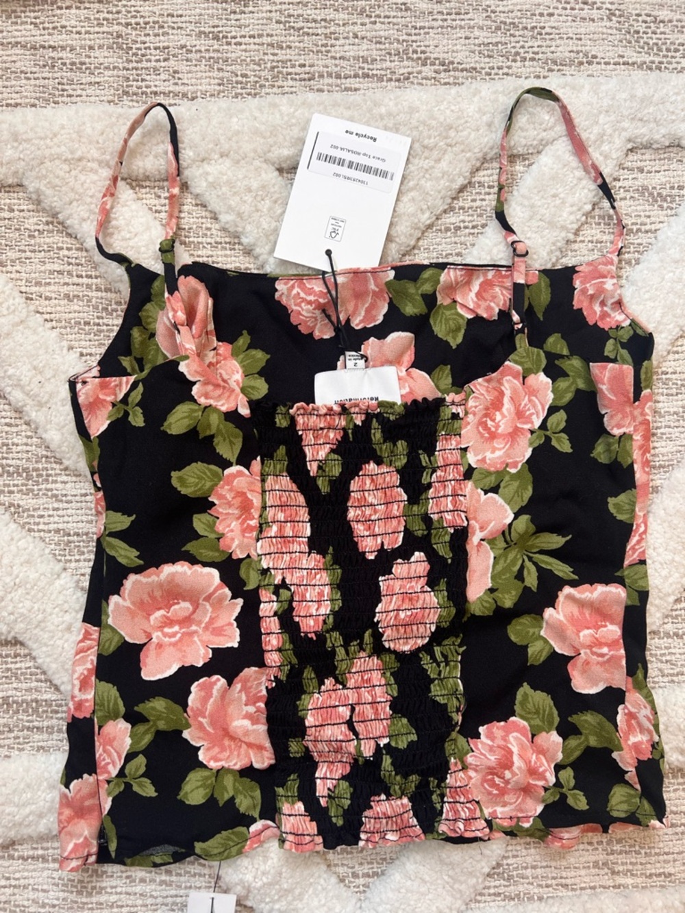 Reformation Grace Rosalia Floral Rose Square Neck Cami Tank Top Size 2 BNWT!